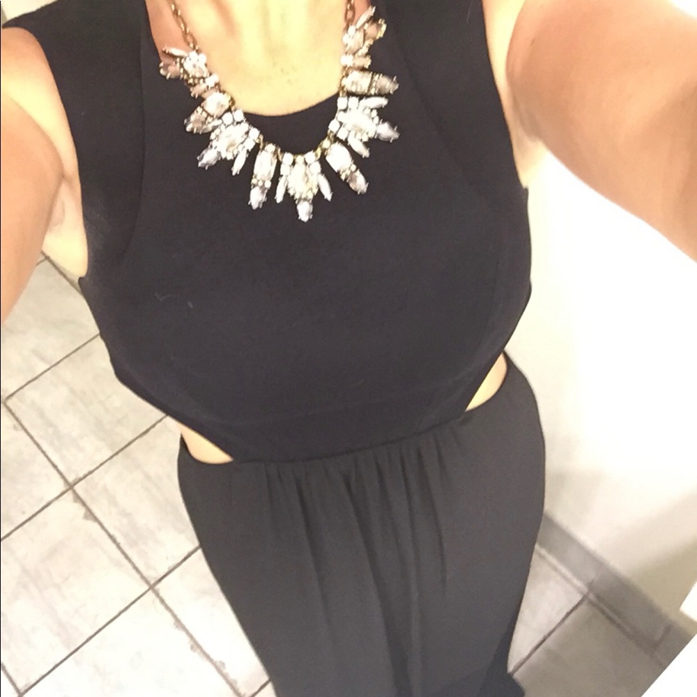 BCBG Long Black Dress with Side and Back Cutouts